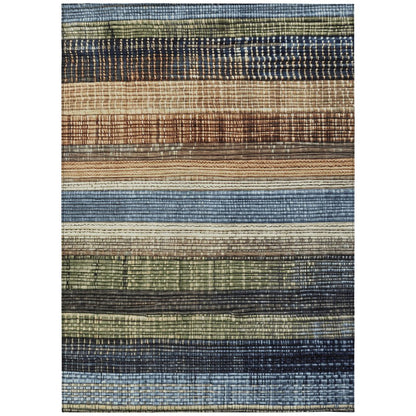 Machine Washable Indoor/Outdoor Chantille Blue 5' x 7'6" Rug