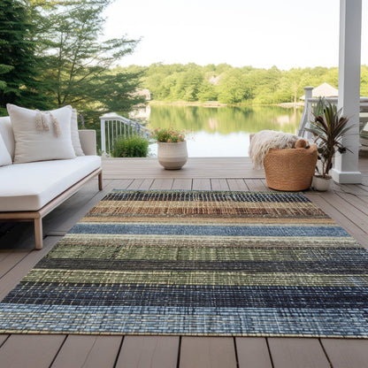 Machine Washable Indoor/Outdoor Chantille Blue 5' x 7'6" Rug
