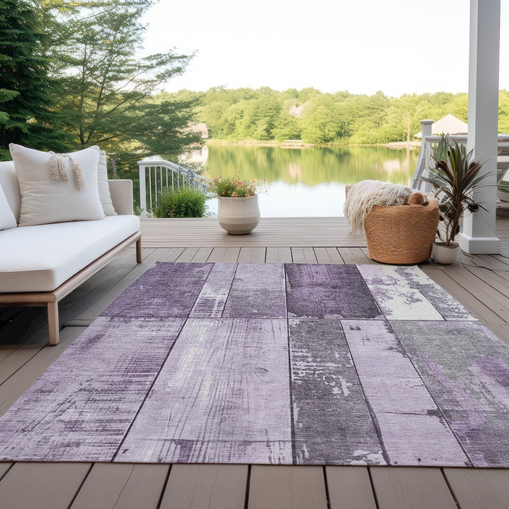 Machine Washable Indoor/Outdoor Chantille Purple 5' x 7'6" Rug