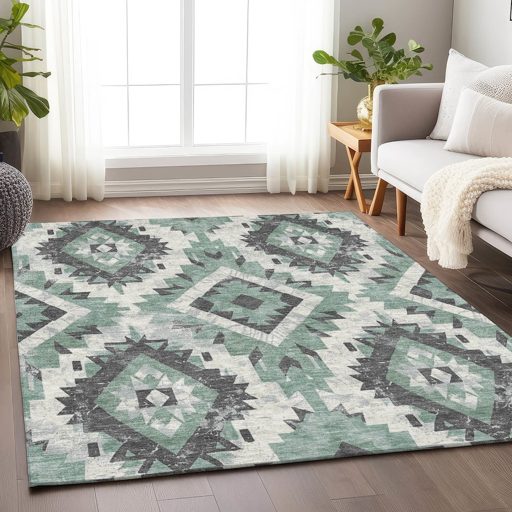 Machine Washable Indoor/Outdoor Chantille Seafoam 5' x 7'6" Rug