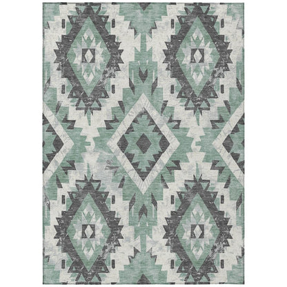 Machine Washable Indoor/Outdoor Chantille Seafoam 5' x 7'6" Rug