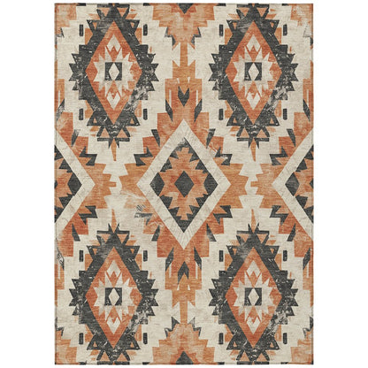 Machine Washable Indoor/Outdoor Chantille Terracotta 5' x 7'6" Rug