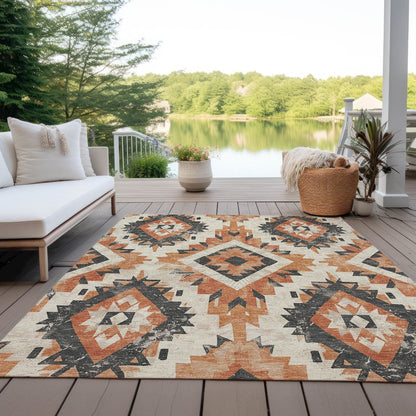 Machine Washable Indoor/Outdoor Chantille Terracotta 5' x 7'6" Rug