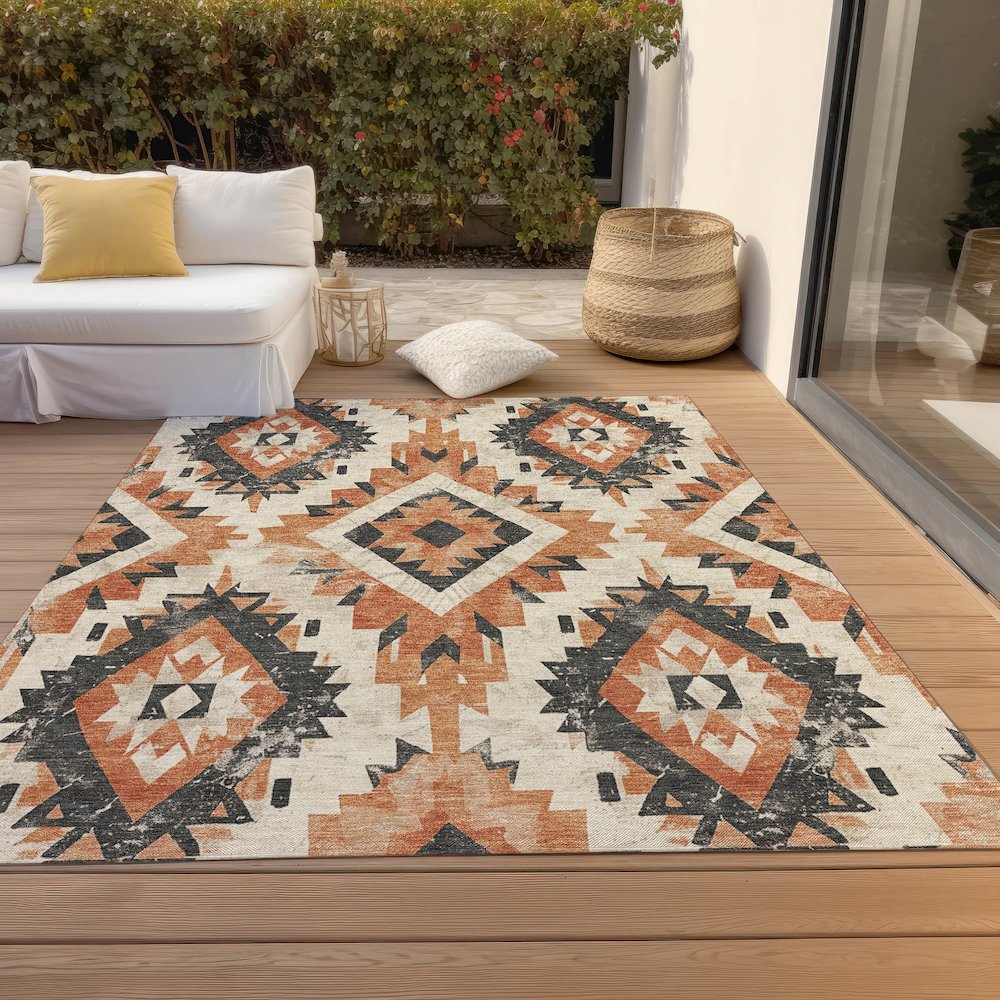 Machine Washable Indoor/Outdoor Chantille Terracotta 5' x 7'6" Rug