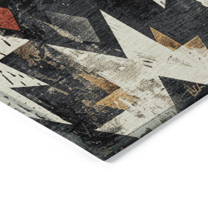 Machine Washable Indoor/Outdoor Chantille Black 2'6" x 3'10" Rug