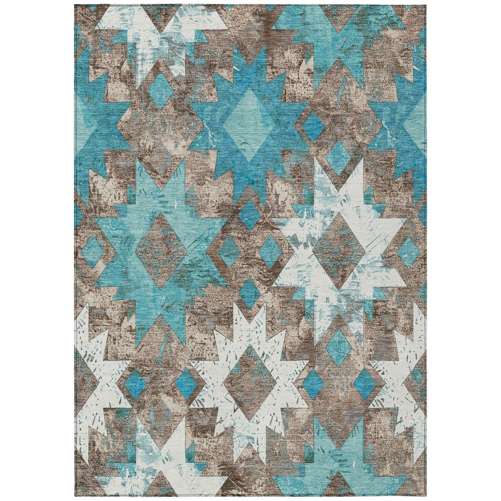 Machine Washable Indoor/Outdoor Chantille Teal 5' x 7'6" Rug