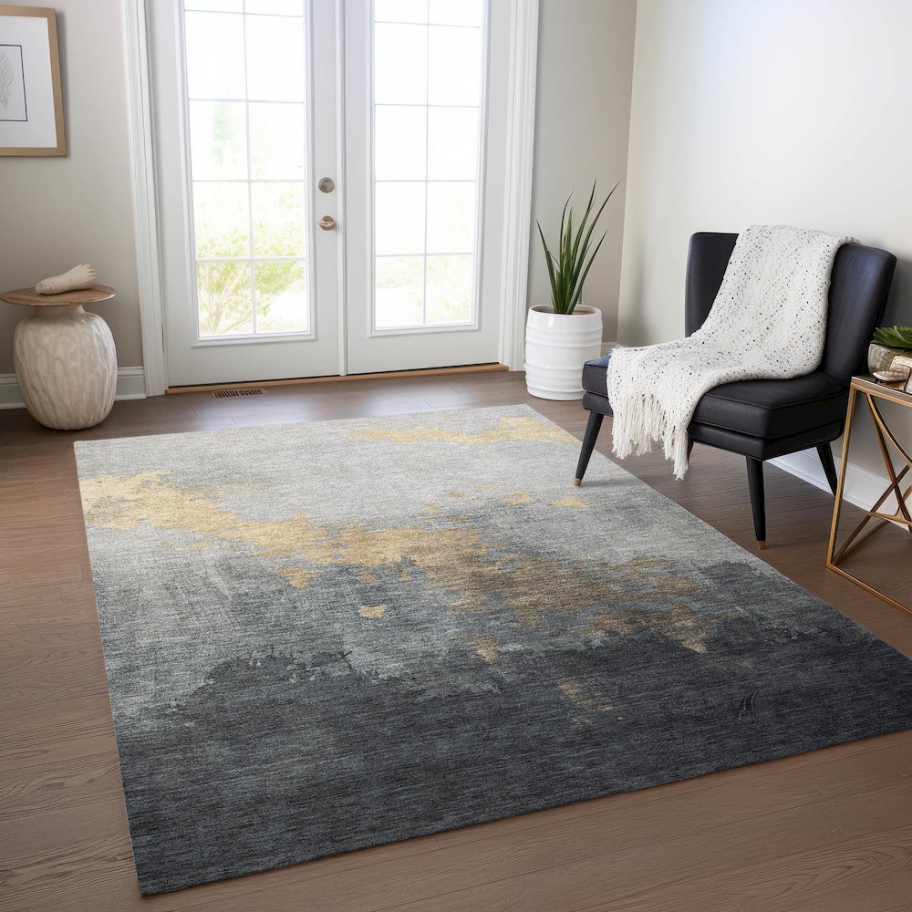 Machine Washable Indoor/Outdoor Chantille Gold 5' x 7'6" Rug