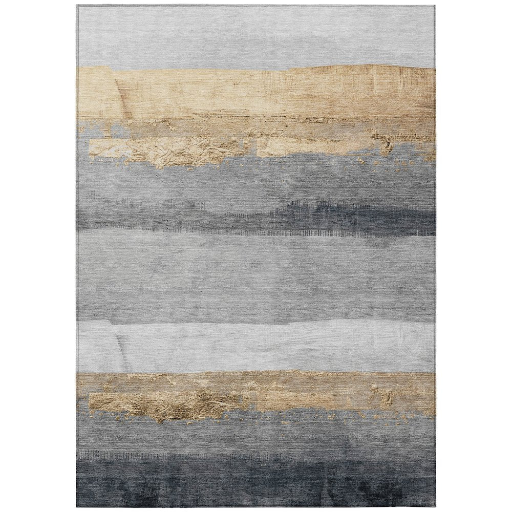 Machine Washable Indoor/Outdoor Chantille Gold 5' x 7'6" Rug