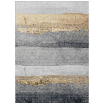 Machine Washable Indoor/Outdoor Chantille Gold 5' x 7'6" Rug