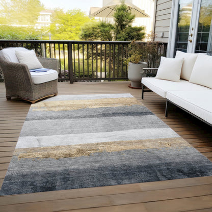Machine Washable Indoor/Outdoor Chantille Gold 5' x 7'6" Rug
