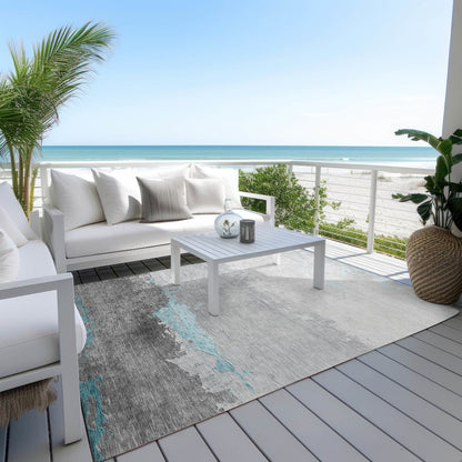 Machine Washable Indoor/Outdoor Chantille Teal 5' x 7'6" Rug