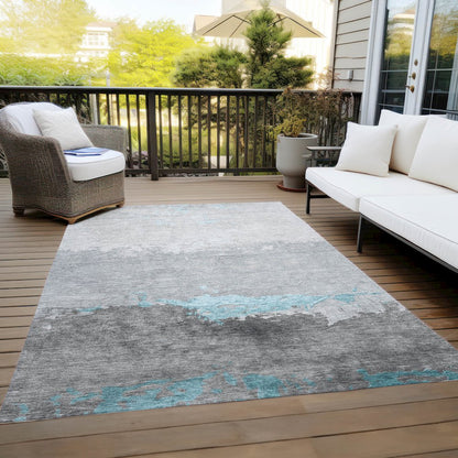 Machine Washable Indoor/Outdoor Chantille Teal 5' x 7'6" Rug