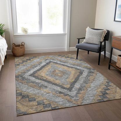 Machine Washable Indoor/Outdoor Chantille Khaki 5' x 7'6" Rug