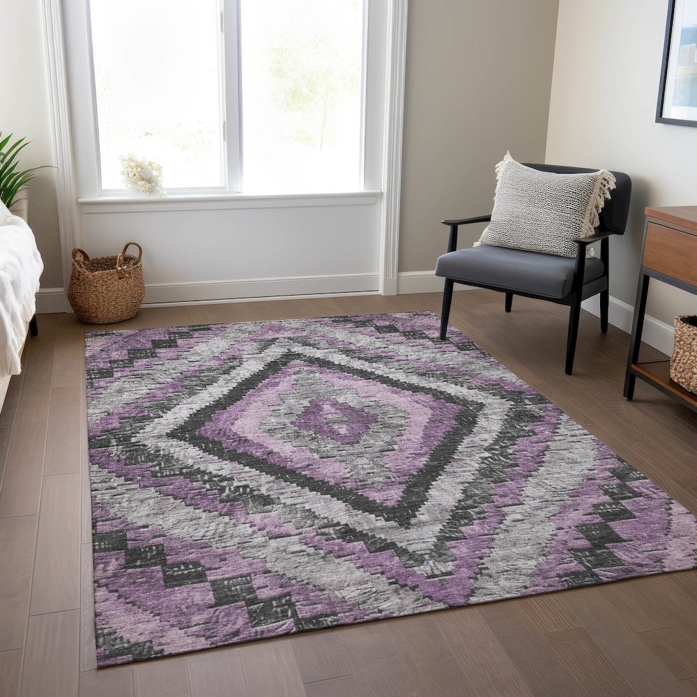 Machine Washable Indoor/Outdoor Chantille Lavender 5' x 7'6" Rug