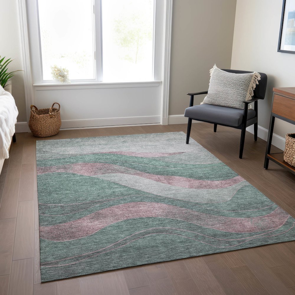 Machine Washable Indoor/Outdoor Chantille Sage 5' x 7'6" Rug