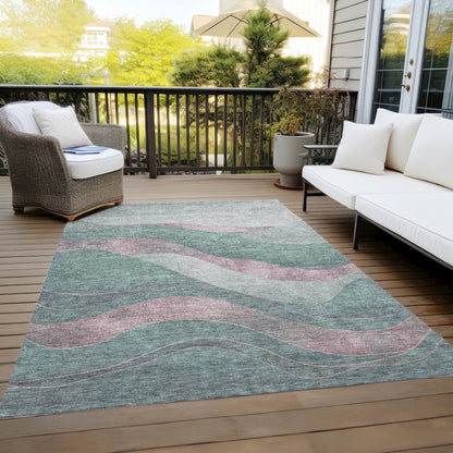 Machine Washable Indoor/Outdoor Chantille Sage 5' x 7'6" Rug
