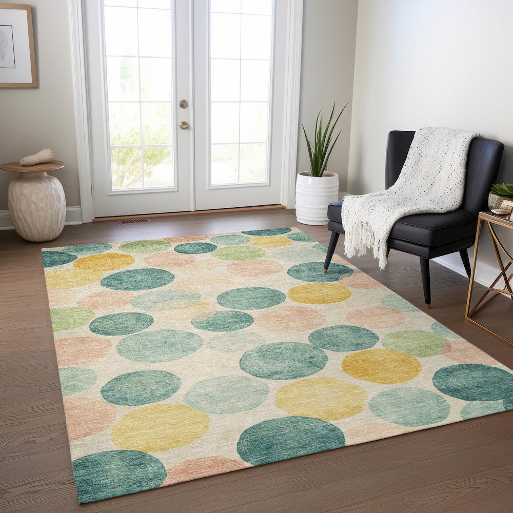 Machine Washable Indoor/Outdoor Chantille Teal 5' x 7'6" Rug