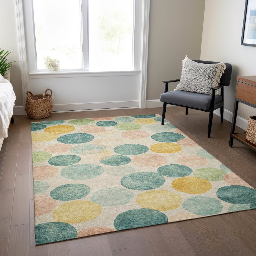 Machine Washable Indoor/Outdoor Chantille Teal 5' x 7'6" Rug