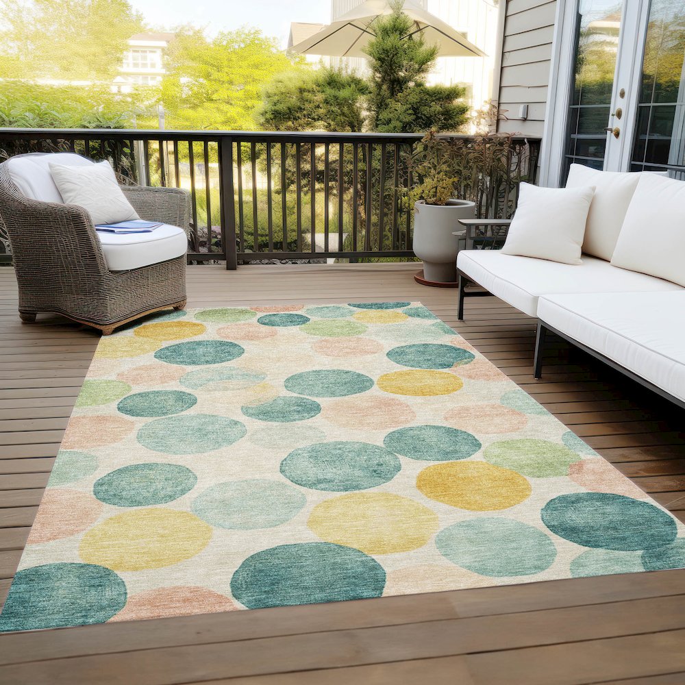 Machine Washable Indoor/Outdoor Chantille Teal 5' x 7'6" Rug