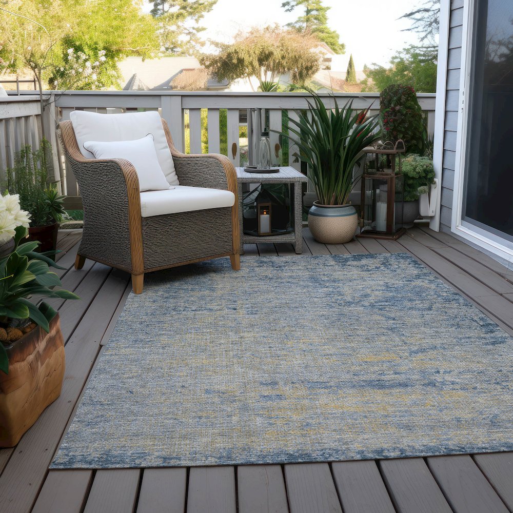 Machine Washable Indoor/Outdoor Chantille Navy 5' x 7'6" Rug