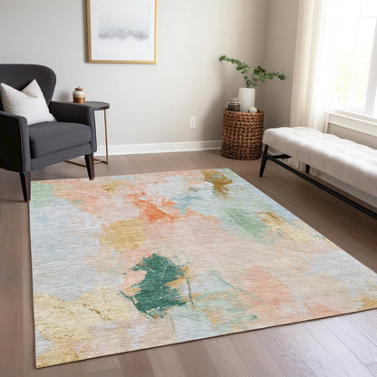 Machine Washable Indoor/Outdoor Chantille Peach 5' x 7'6" Rug