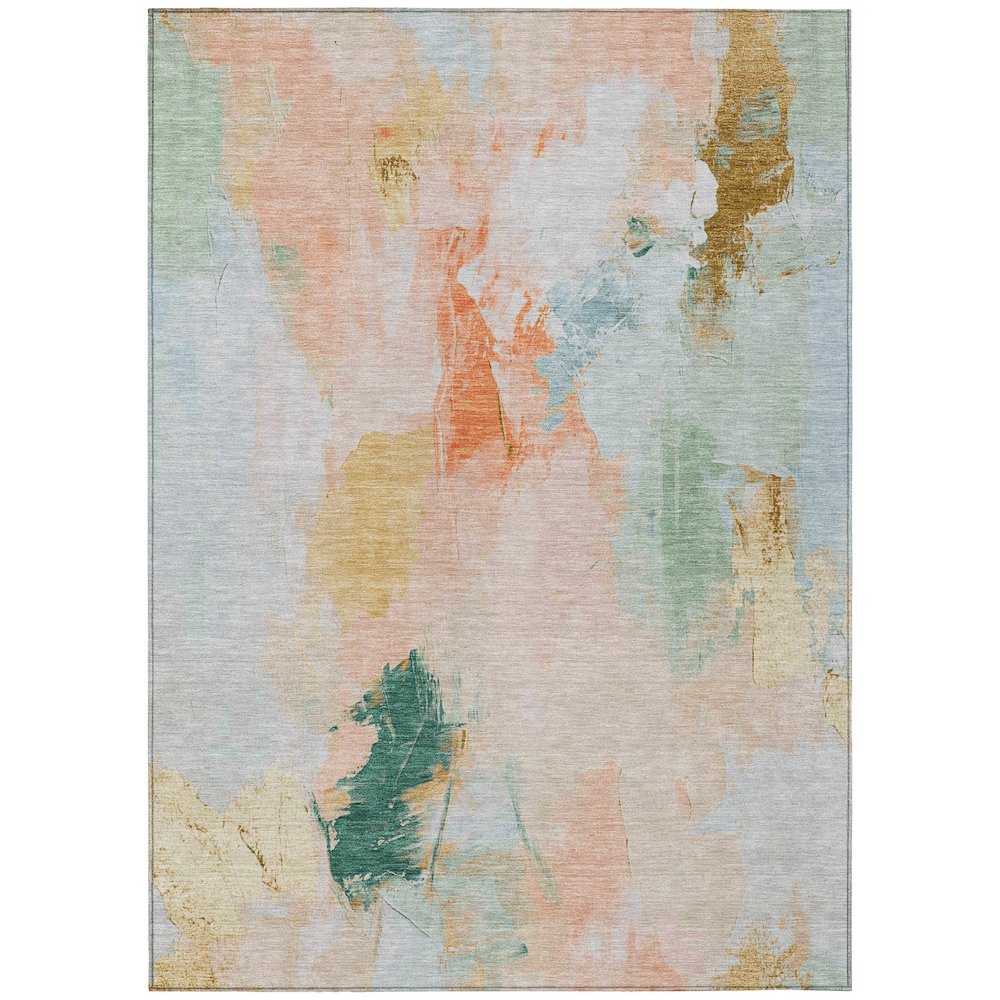 Machine Washable Indoor/Outdoor Chantille Peach 5' x 7'6" Rug