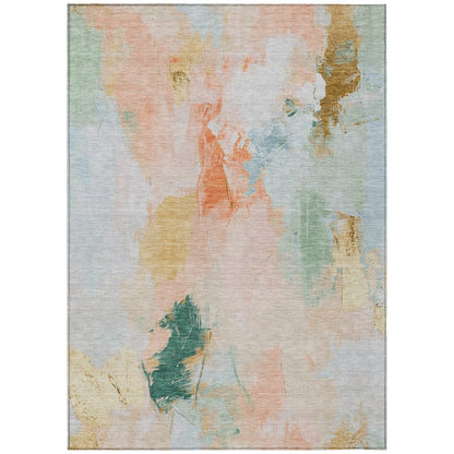Machine Washable Indoor/Outdoor Chantille Peach 5' x 7'6" Rug