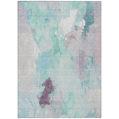 Machine Washable Indoor/Outdoor Chantille Teal 5' x 7'6" Rug