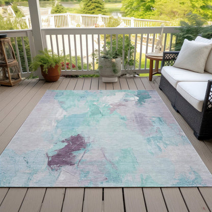 Machine Washable Indoor/Outdoor Chantille Teal 5' x 7'6" Rug
