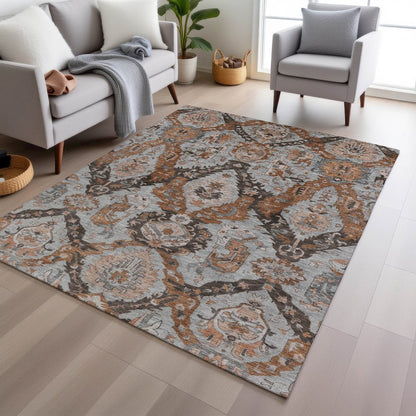 Machine Washable Indoor/Outdoor Chantille Paprika 5' x 7'6" Rug