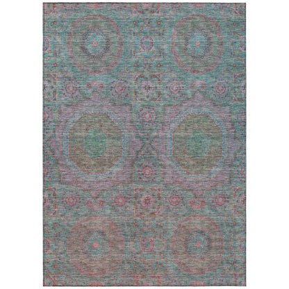 Machine Washable Indoor/Outdoor Chantille Teal 5' x 7'6" Rug