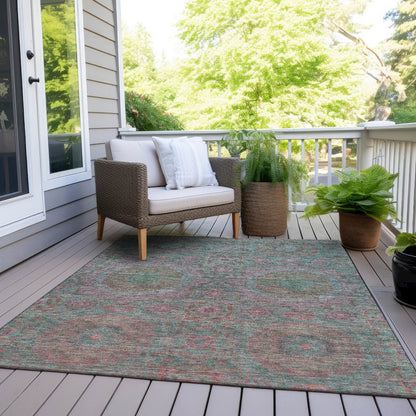 Machine Washable Indoor/Outdoor Chantille Teal 5' x 7'6" Rug