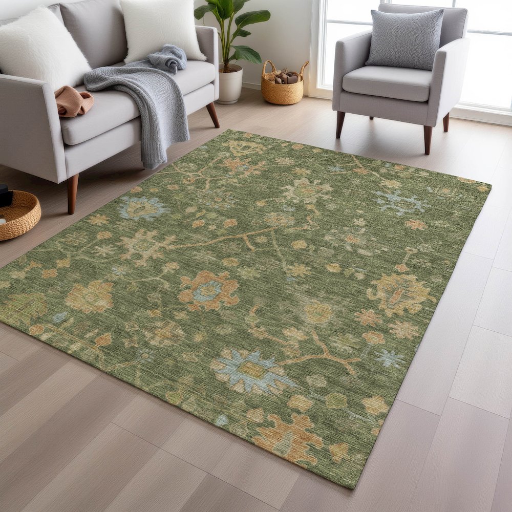 Machine Washable Indoor/Outdoor Chantille Fern 5' x 7'6" Rug