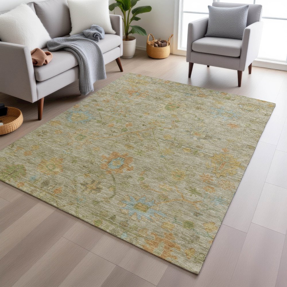 Machine Washable Indoor/Outdoor Chantille Khaki 5' x 7'6" Rug