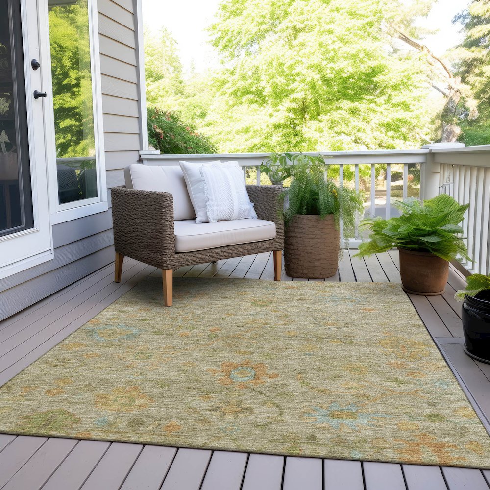 Machine Washable Indoor/Outdoor Chantille Khaki 5' x 7'6" Rug