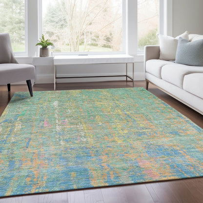 Machine Washable Indoor/Outdoor Chantille Teal 5' x 7'6" Rug