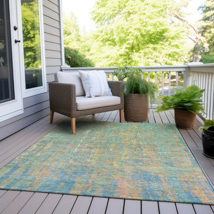 Machine Washable Indoor/Outdoor Chantille Teal 5' x 7'6" Rug
