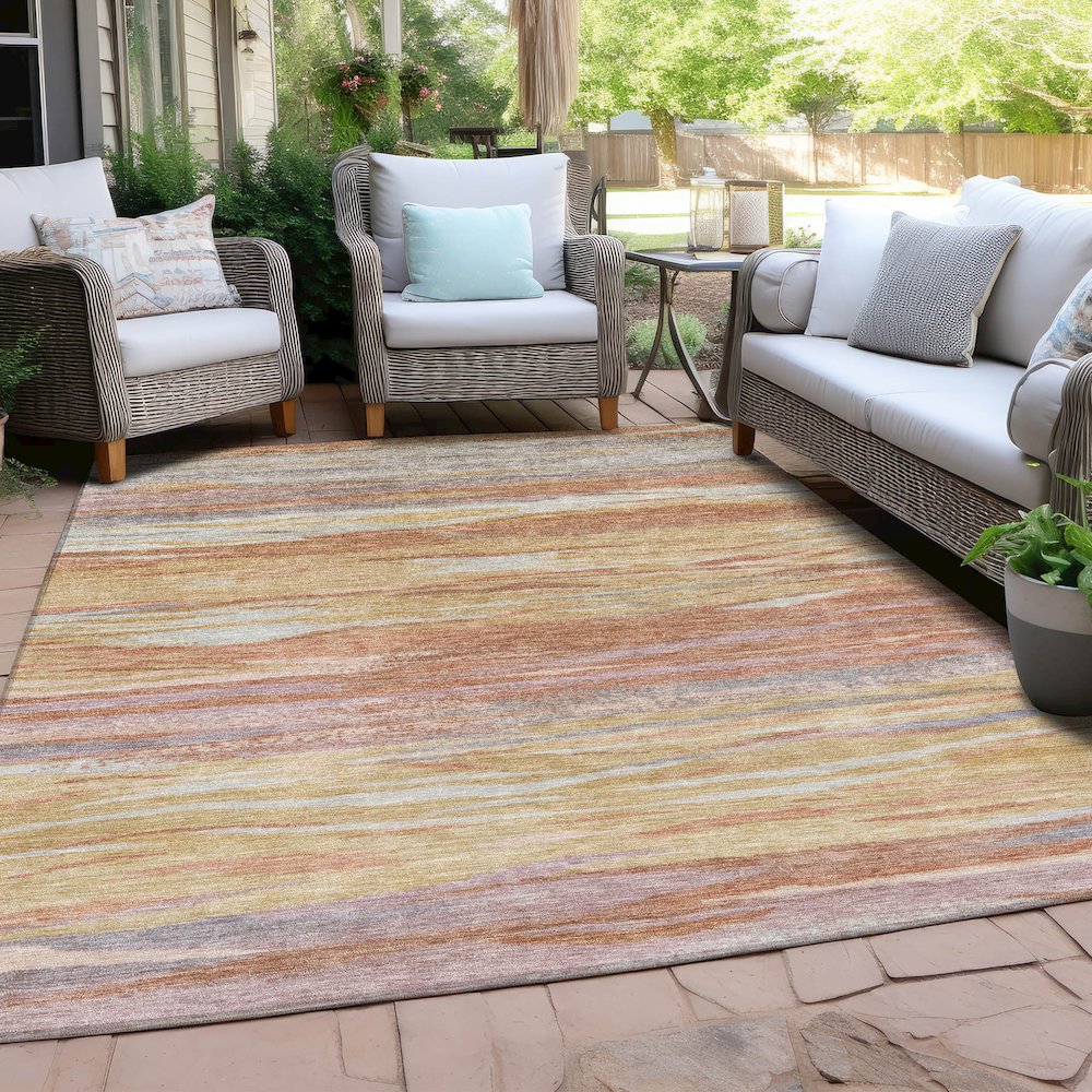 Machine Washable Indoor/Outdoor Chantille Salmon 5' x 7'6" Rug