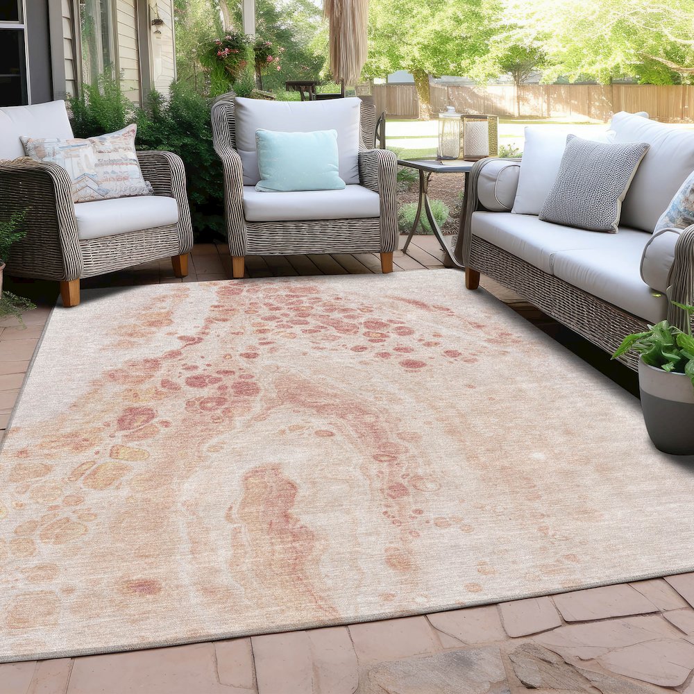 Machine Washable Indoor/Outdoor Chantille Salmon 5' x 7'6" Rug