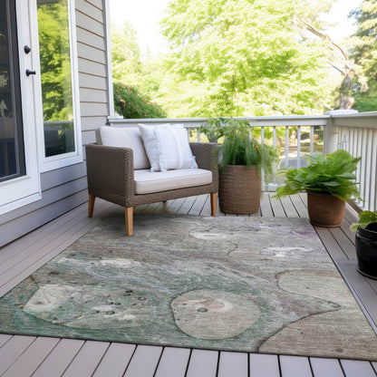 Machine Washable Indoor/Outdoor Chantille Khaki 5' x 7'6" Rug