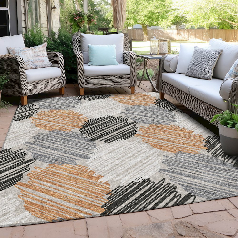 Machine Washable Indoor/Outdoor Chantille Copper 5' x 7'6" Rug