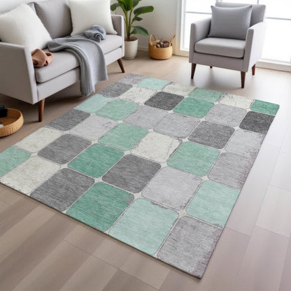 Machine Washable Indoor/Outdoor Chantille Mint 5' x 7'6" Rug