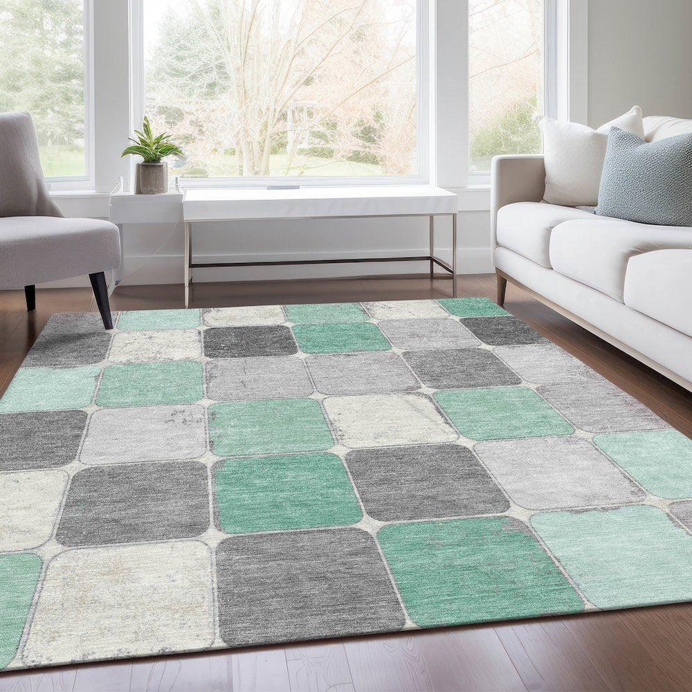 Machine Washable Indoor/Outdoor Chantille Mint 5' x 7'6" Rug