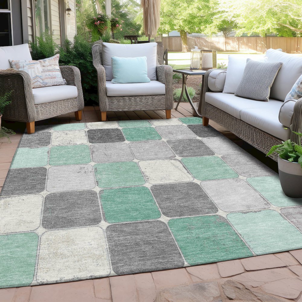 Machine Washable Indoor/Outdoor Chantille Mint 5' x 7'6" Rug