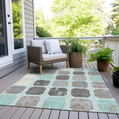 Machine Washable Indoor/Outdoor Chantille Teal 5' x 7'6" Rug