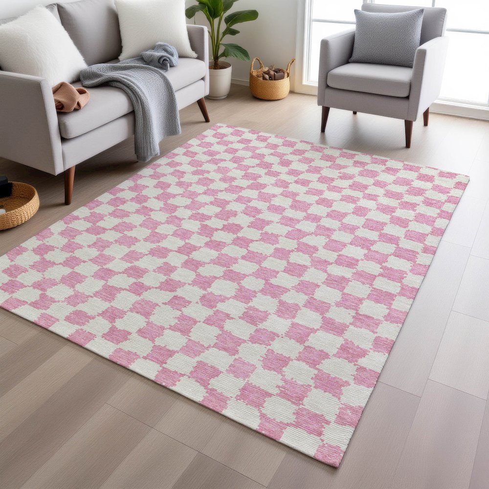 Machine Washable Indoor/Outdoor Chantille Pink 5' x 7'6" Rug