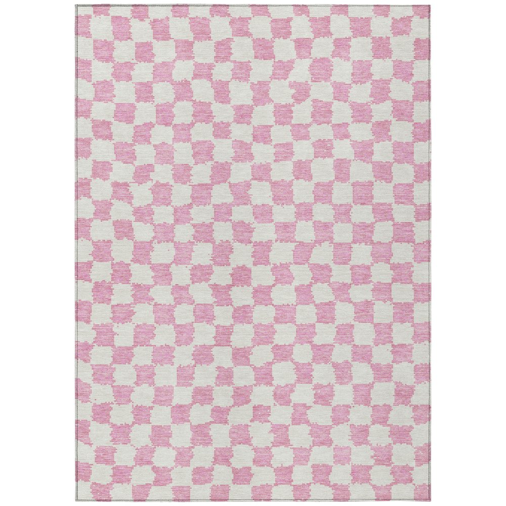 Machine Washable Indoor/Outdoor Chantille Pink 5' x 7'6" Rug