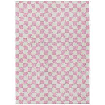 Machine Washable Indoor/Outdoor Chantille Pink 5' x 7'6" Rug