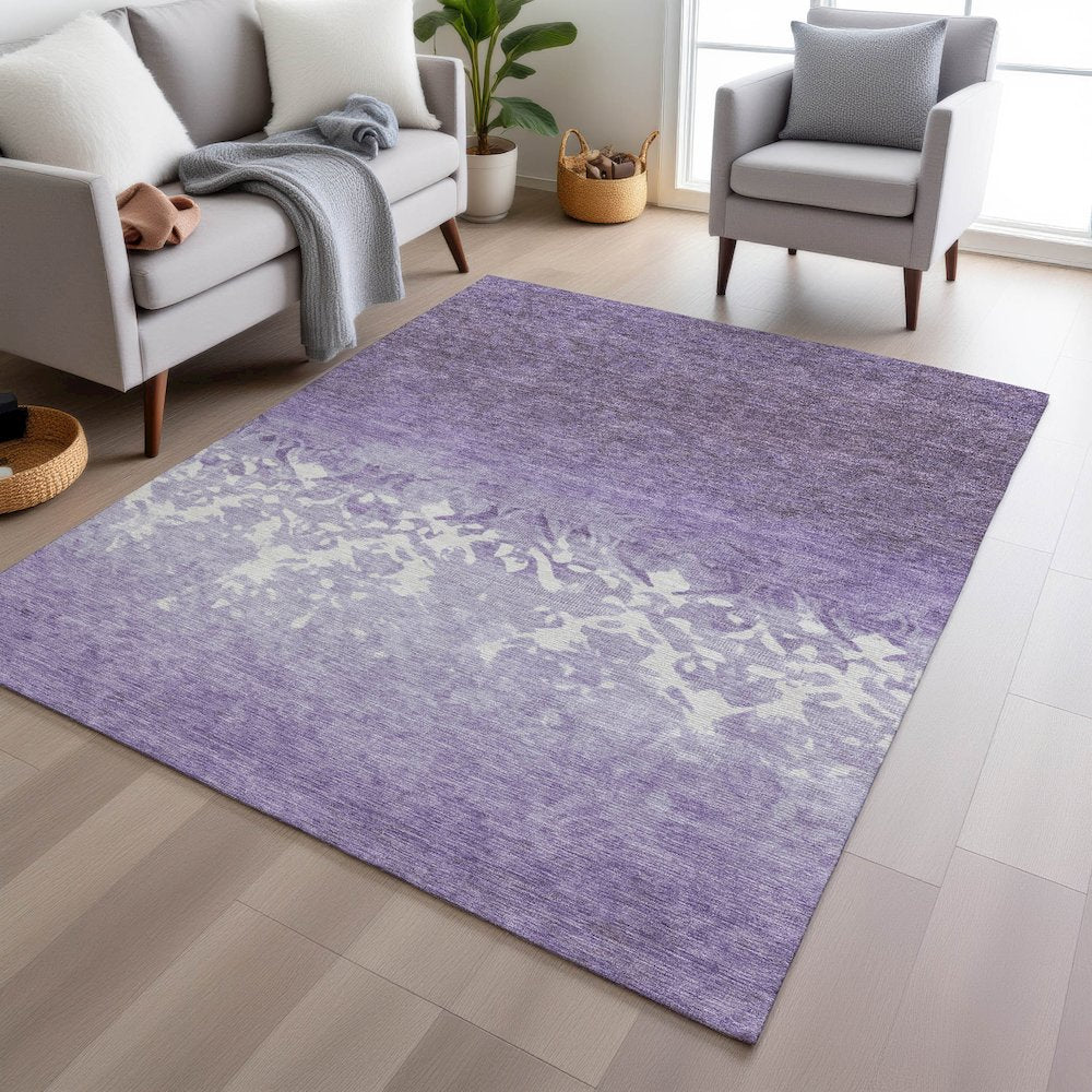Machine Washable Indoor/Outdoor Chantille Purple 5' x 7'6" Rug