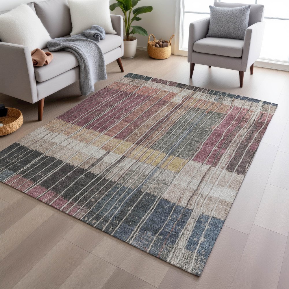 Machine Washable Indoor/Outdoor Chantille Mauve 5' x 7'6" Rug